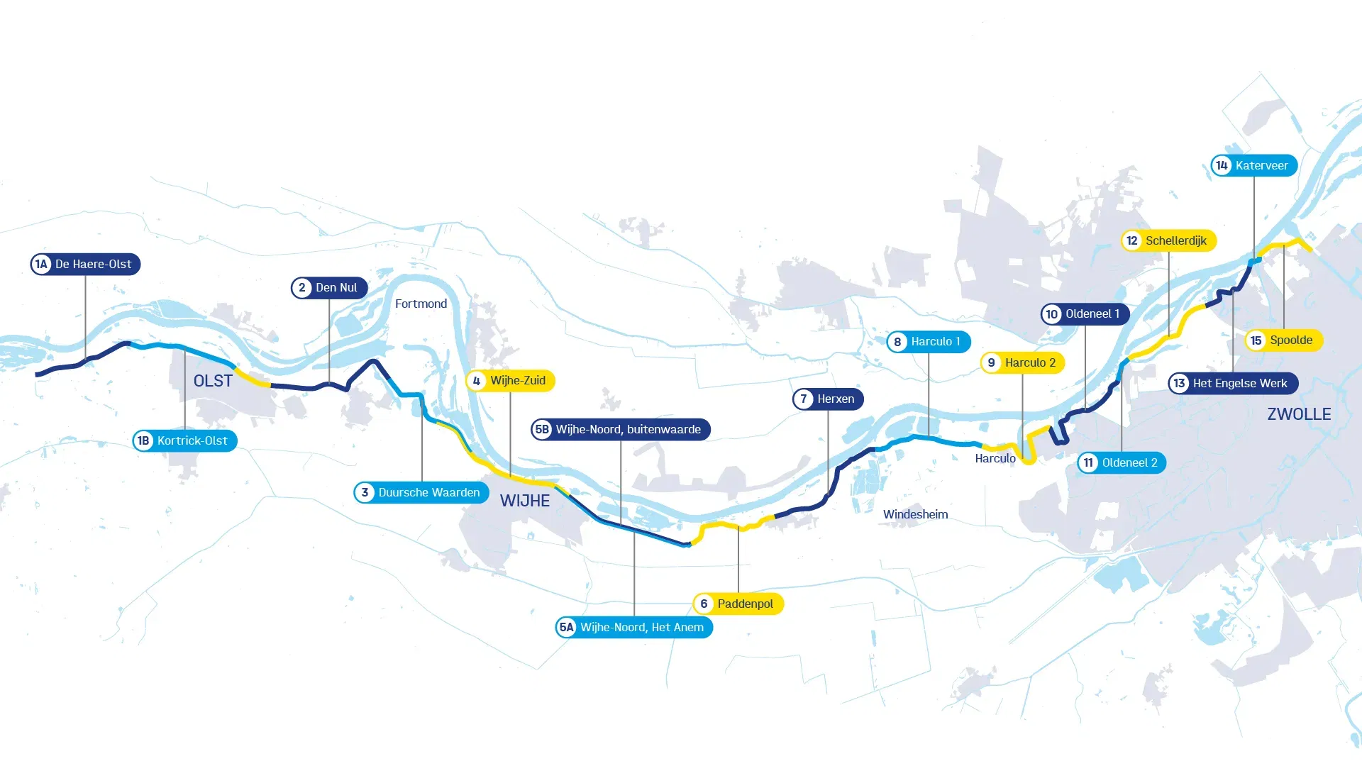 Plattegrond die gebruikt wordt om aan te geven waar de informatiepunten zich bevinden